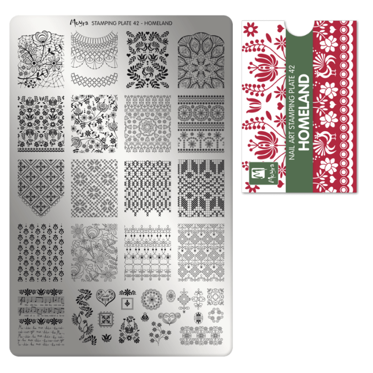 Moyra Stamping Schablone - Stempeln statt Malen - die schnelle und kreative Nailart für Anfänger und Profis zugleich - Homeland Nr.42