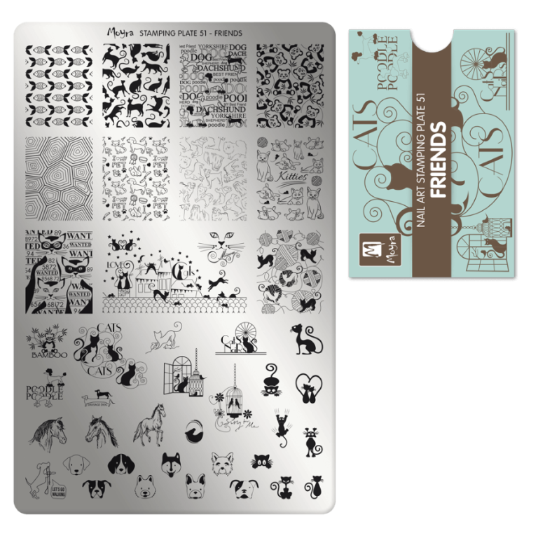 Moyra Stamping Schablone - Stempeln statt Malen - die schnelle und kreative Nailart für Anfänger und Profis zugleich - Friends Nr.51