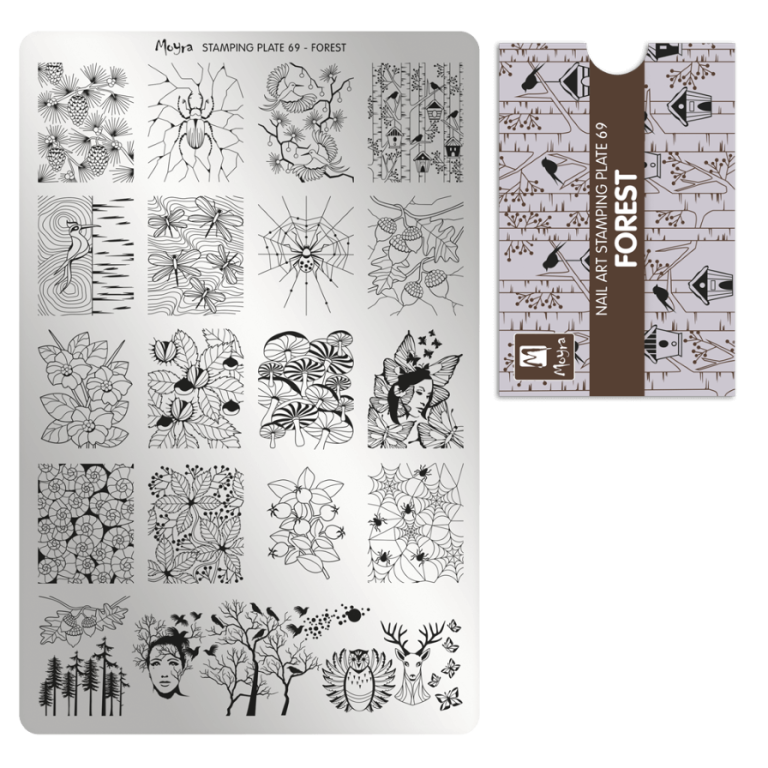 Moyra Stamping Schablone - Stempeln statt Malen - die schnelle und kreative Nailart für Anfänger und Profis zugleich - Forest Nr.69