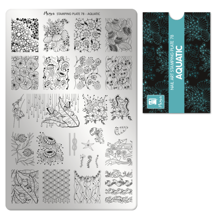 Moyra Stamping Schablone - Stempeln statt Malen - die schnelle und kreative Nailart für Anfänger und Profis zugleich - Aquatic Nr.78