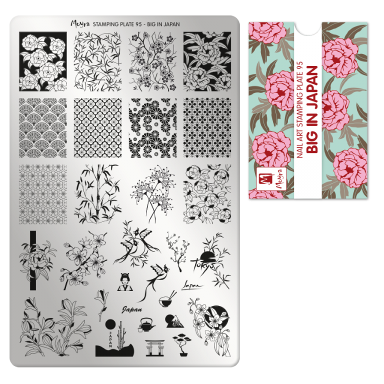 Moyra Stamping Schablone - Stempeln statt Malen - die schnelle und kreative Nailart für Anfänger und Profis zugleich - Big in Japan Nr.95