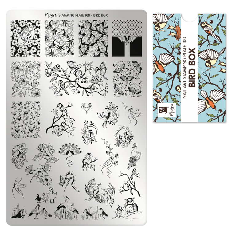 Moyra Stamping Schablone - Stempeln statt Malen - die schnelle und kreative Nailart für Anfänger und Profis zugleich - Bird Box Nr.100