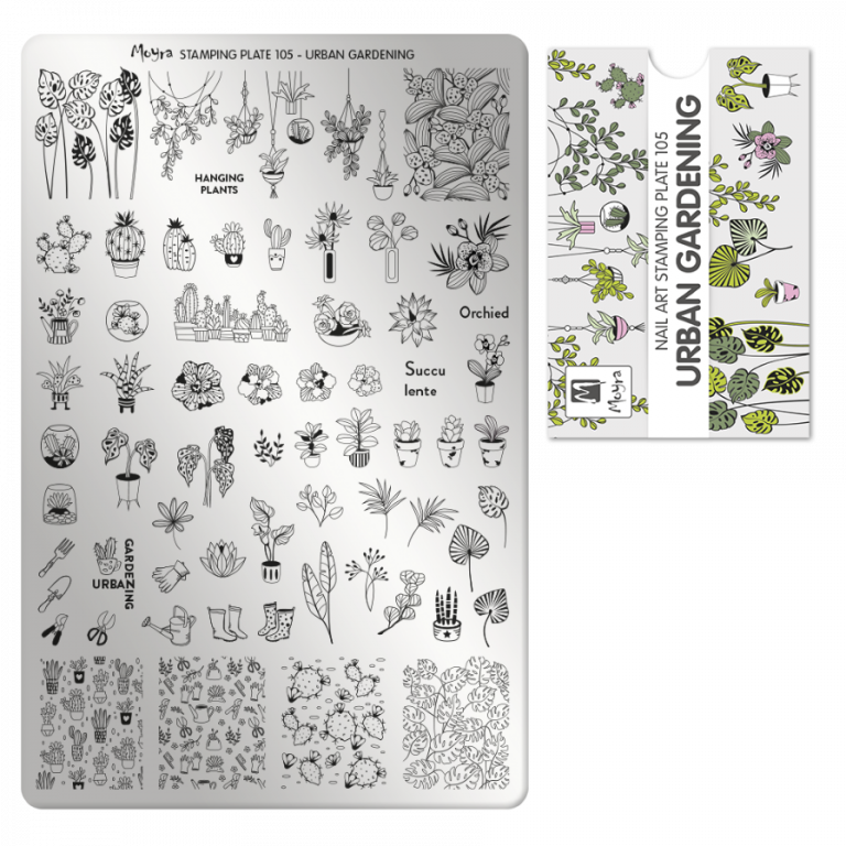 Moyra Stamping Schablone - Stempeln statt Malen - die schnelle und kreative Nailart für Anfänger und Profis zugleich - Urban Gardener Nr.105