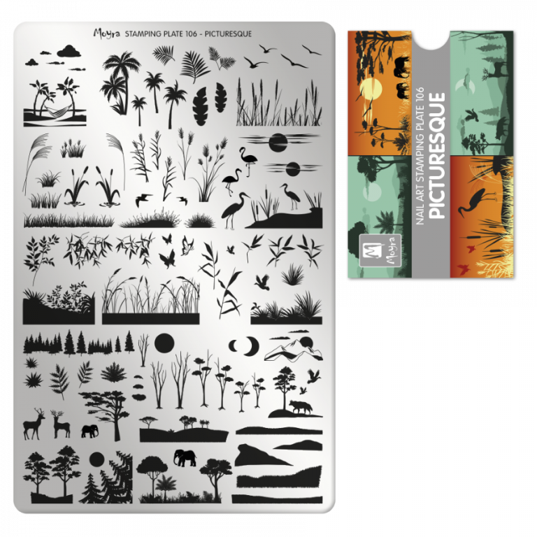 Moyra Stamping Schablone - Stempeln statt Malen - die schnelle und kreative Nailart für Anfänger und Profis zugleich - Picturesque Nr.106