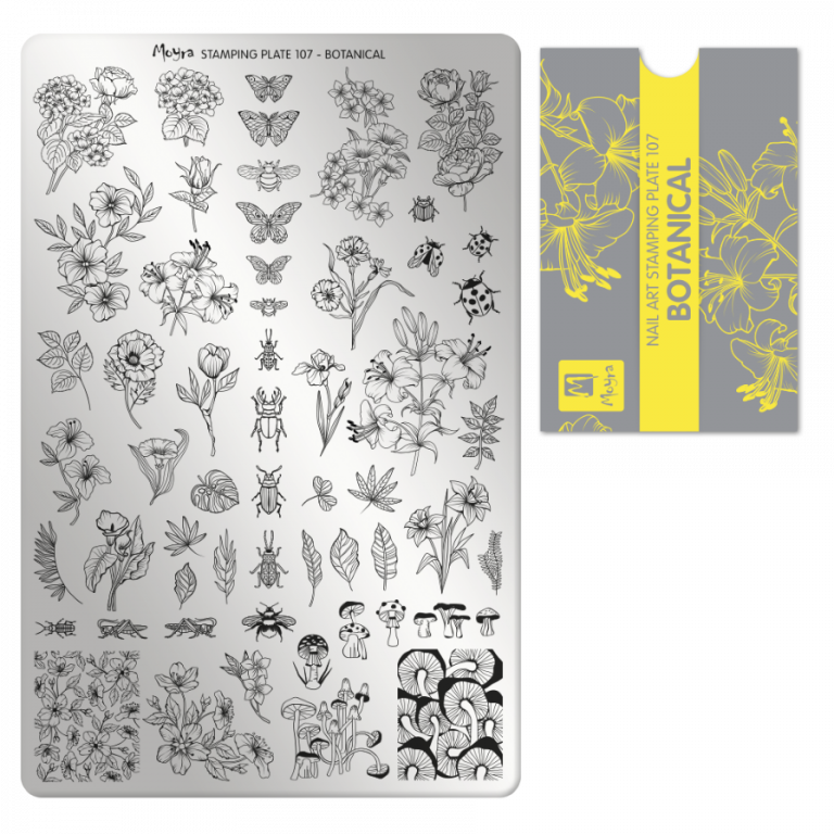 Moyra Stamping Schablone - Stempeln statt Malen - die schnelle und kreative Nailart für Anfänger und Profis zugleich - Botanical Nr.107
