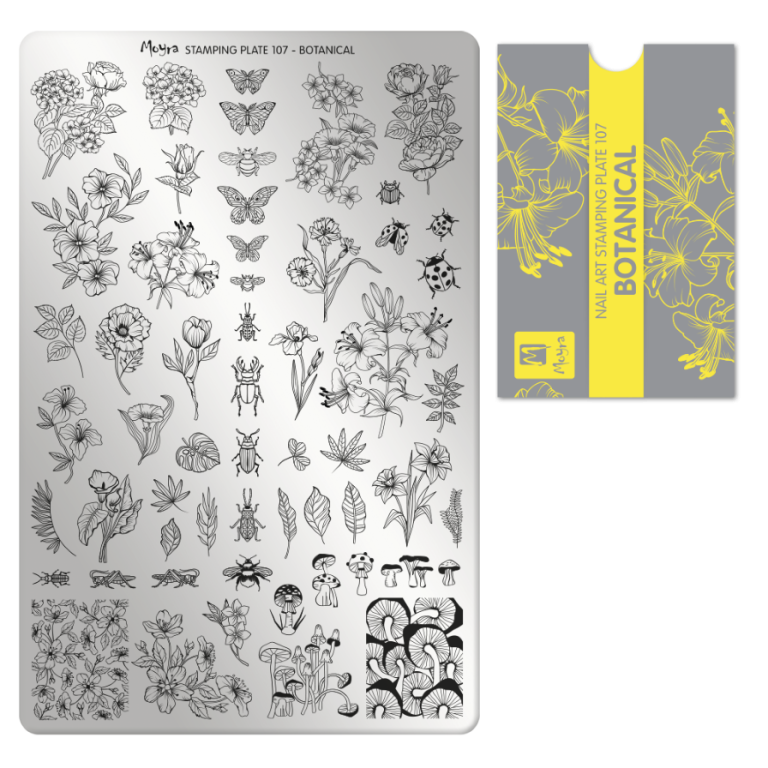 Moyra Stamping Schablone - Stempeln statt Malen - die schnelle und kreative Nailart für Anfänger und Profis zugleich - Botanical Nr.107