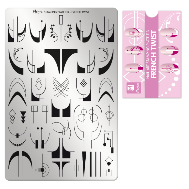 Moyra Stamping Schablone - Stempeln statt Malen - die schnelle und kreative Nailart für Anfänger und Profis zugleich - French Twist Nr.113