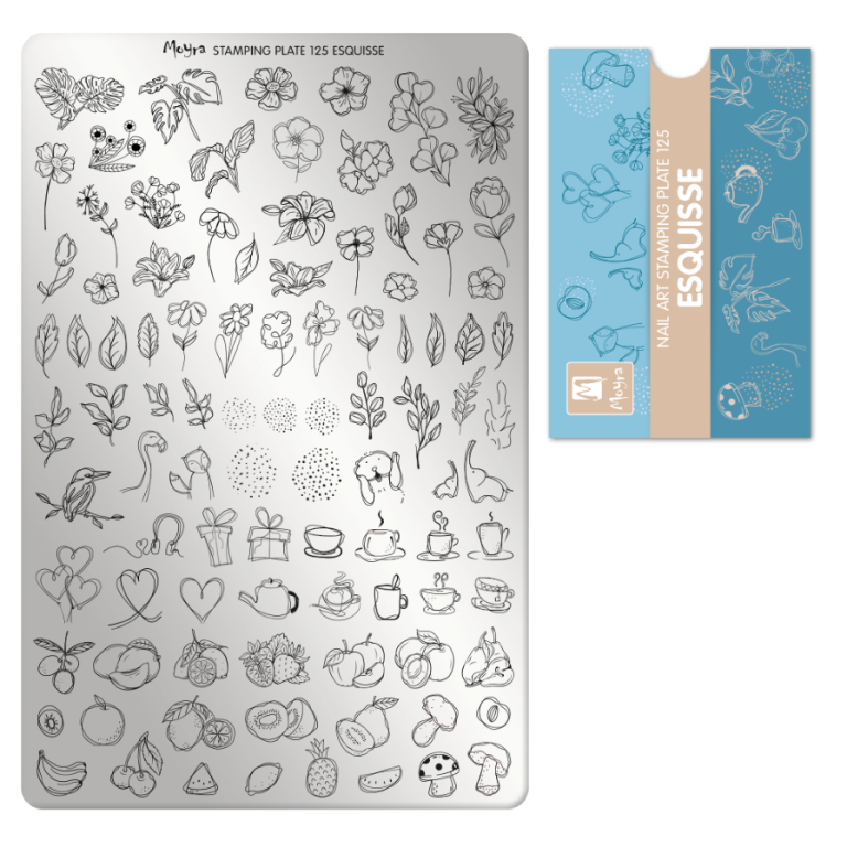 Moyra Stamping Schablone - Stempeln statt Malen - die schnelle und kreative Nailart für Anfänger und Profis zugleich - Esquisse Nr.125