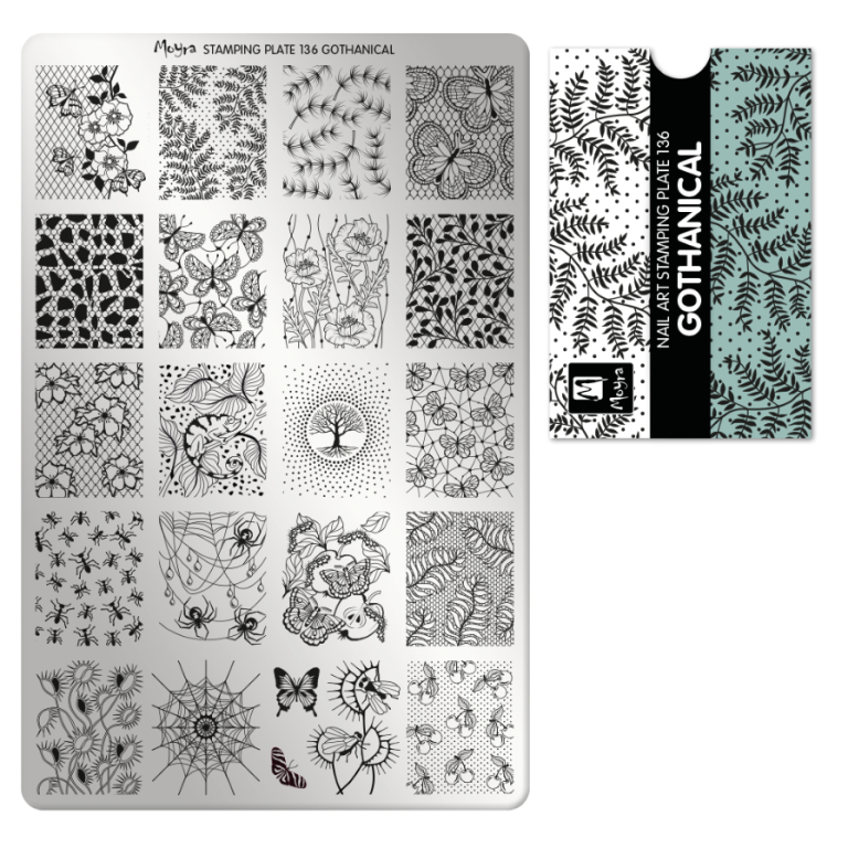 Moyra Stamping Schablone - Stempeln statt Malen - die schnelle und kreative Nailart für Anfänger und Profis zugleich - Gothanical Nr.136