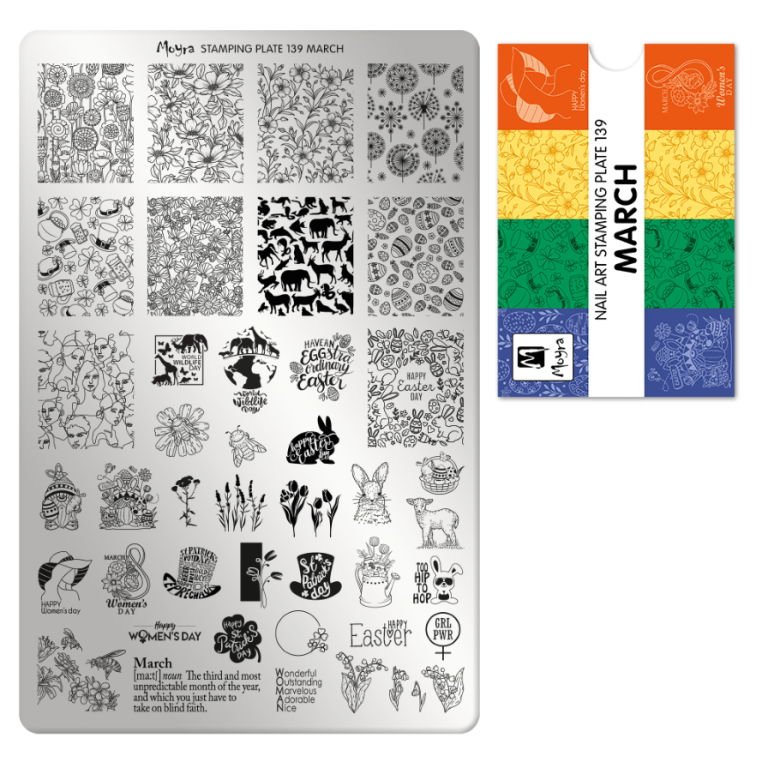Moyra Stamping Schablone - Stempeln statt Malen - die schnelle und kreative Nailart für Anfänger und Profis zugleich - March Nr.139