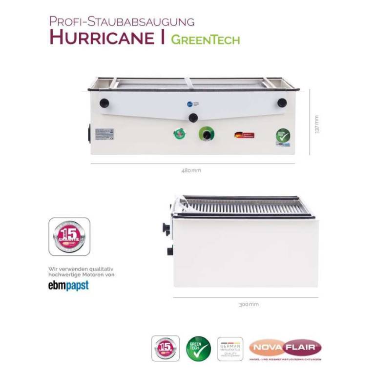 Staubabsaugung NovaFlair - HURRICAN 1 GreenTech - Profi Absaugung für Nagelstudios