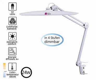 Nageldesign-Tischlampe 24W-LED mit Dimmer, weiß