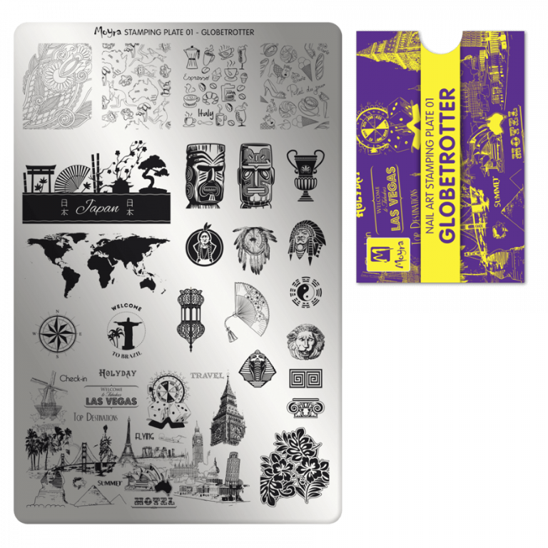 Moyra Stamping Schablone - Stempeln statt Malen - die schnelle und kreative Nailart für Anfänger und Profis zugleich - Globetrotter Nr.1 Moyra Stamping Schablone - Stempeln statt Malen - die schnelle und kreative Nailart für Anfänger und Profis zugleich - Globetrotter Nr.1