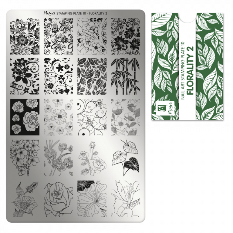 Moyra Stamping Schablone - Stempeln statt Malen - die schnelle und kreative Nailart für Anfänger und Profis zugleich - Florality II Nr.10