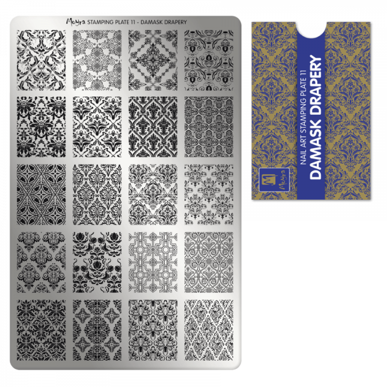 Moyra Stamping Schablone - Stempeln statt Malen - die schnelle und kreative Nailart für Anfänger und Profis zugleich - Damask Drapery Nr.11