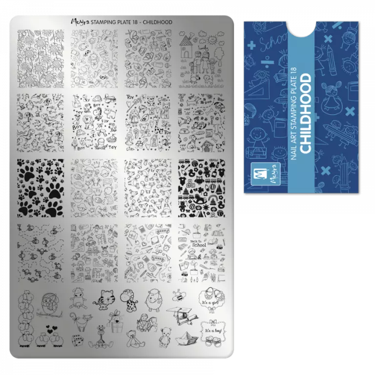 Moyra Stamping Schablone - Stempeln statt Malen - die schnelle und kreative Nailart für Anfänger und Profis zugleich - Chieldhood Nr.18 Moyra Stamping Schablone - Stempeln statt Malen - die schnelle und kreative Nailart für Anfänger und Profis zugleich - Chieldhood Nr.18
