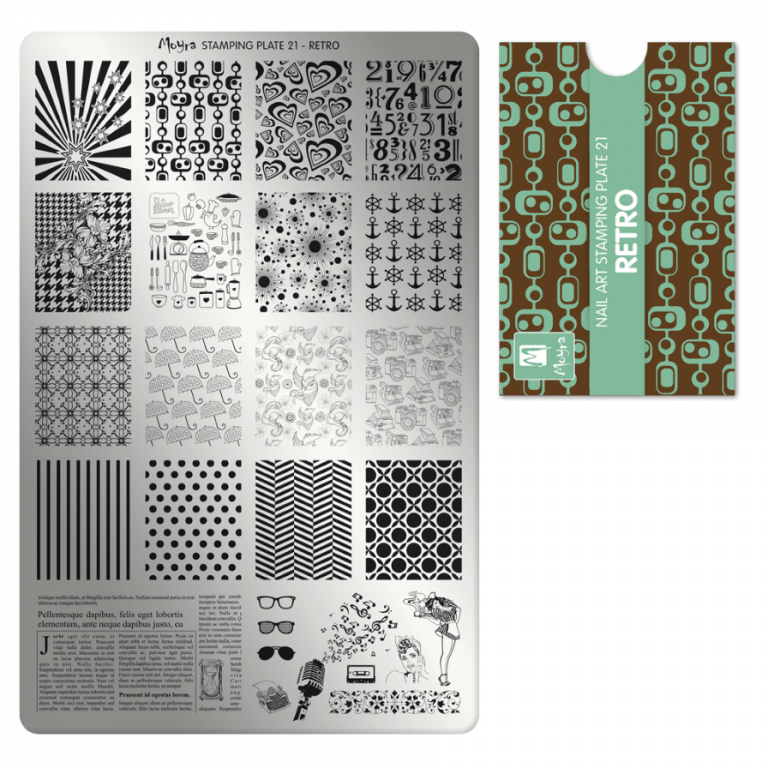 Moyra Stamping Schablone - Stempeln statt Malen - die schnelle und kreative Nailart für Anfänger und Profis zugleich - Retro Nr.21 Moyra Stamping Schablone - Stempeln statt Malen - die schnelle und kreative Nailart für Anfänger und Profis zugleich - Retro Nr.21