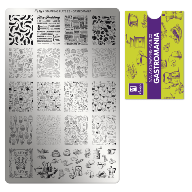 Moyra Stamping Schablone - Stempeln statt Malen - die schnelle und kreative Nailart für Anfänger und Profis zugleich - Gastromania Nr.22