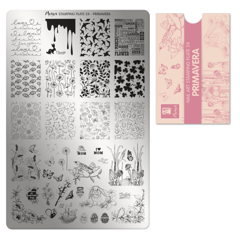 Moyra Stamping Schablone - Stempeln statt Malen - die schnelle und kreative Nailart für Anfänger und Profis zugleich - Primavera Nr.24