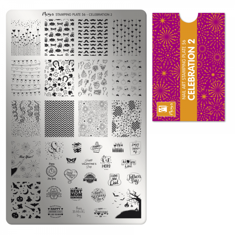 Moyra Stamping Schablone - Stempeln statt Malen - die schnelle und kreative Nailart für Anfänger und Profis zugleich - Celebration 2 Nr.56