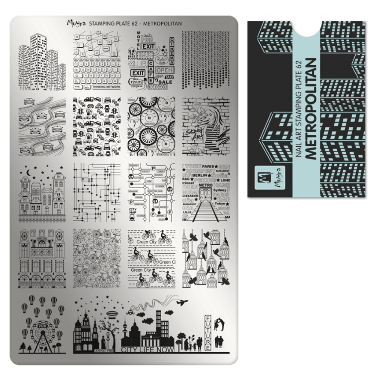 Moyra Stamping Schablone - Stempeln statt Malen - die schnelle und kreative Nailart für Anfänger und Profis zugleich - Metropolitan Nr.62