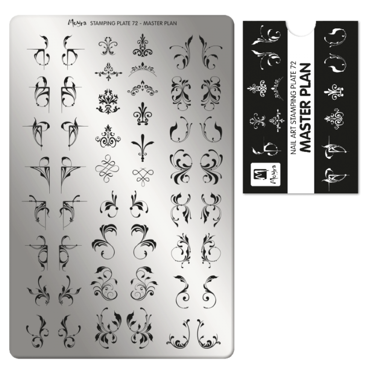 Moyra Stamping Schablone - Stempeln statt Malen - die schnelle und kreative Nailart für Anfänger und Profis zugleich - Master Plan Nr.72