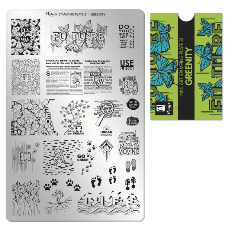 Moyra Stamping Schablone - Stempeln statt Malen - die schnelle und kreative Nailart für Anfänger und Profis zugleich - Greenity Nr.81