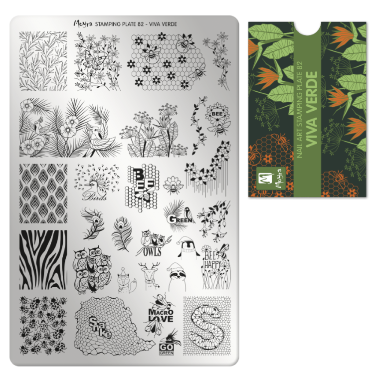 Moyra Stamping Schablone - Stempeln statt Malen - die schnelle und kreative Nailart für Anfänger und Profis zugleich - Viva Verde Nr.82