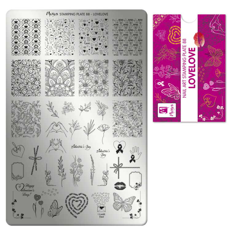 Moyra Stamping Schablone - Stempeln statt Malen - die schnelle und kreative Nailart für Anfänger und Profis zugleich - LoveLove Nr.88 Moyra Stamping Schablone - Stempeln statt Malen - die schnelle und kreative Nailart für Anfänger und Profis zugleich - LoveLove Nr.88