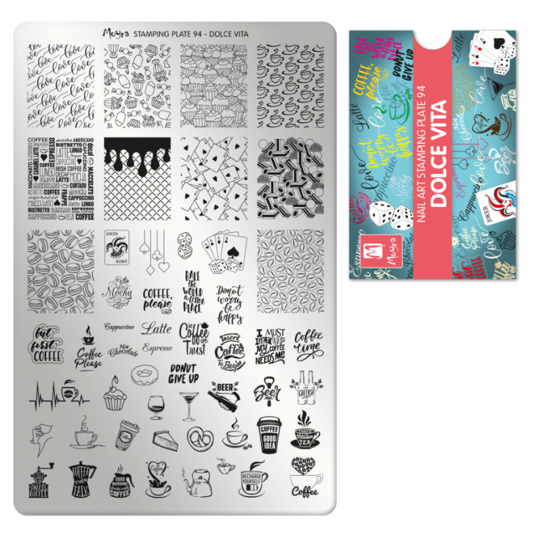 Moyra Stamping Schablone - Stempeln statt Malen - die schnelle und kreative Nailart für Anfänger und Profis zugleich - Dolce Vita Nr.94
