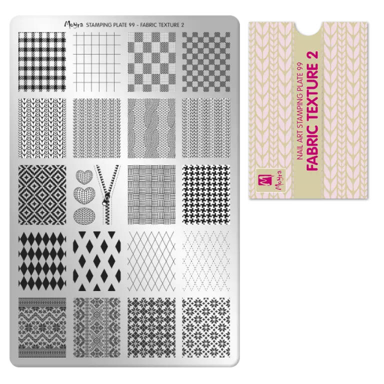 Moyra Stamping Schablone - Stempeln statt Malen - die schnelle und kreative Nailart für Anfänger und Profis zugleich - Fabric Texture 2 Nr.99