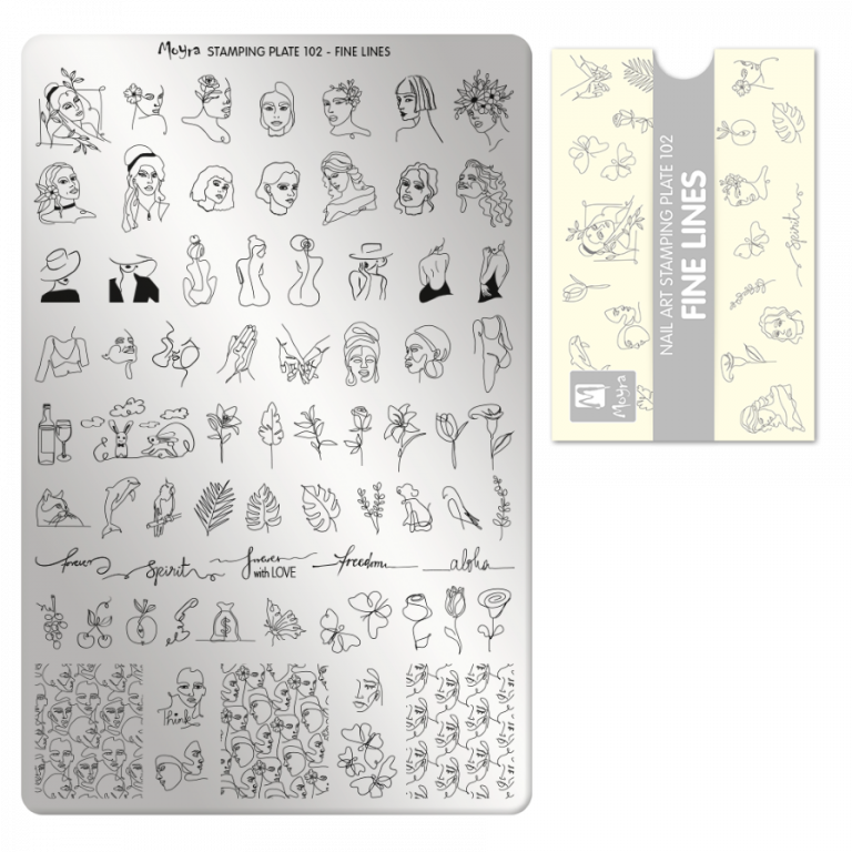 Moyra Stamping Schablone - Stempeln statt Malen - die schnelle und kreative Nailart für Anfänger und Profis zugleich - Fine Lines Nr.102 Moyra Stamping Schablone - Stempeln statt Malen - die schnelle und kreative Nailart für Anfänger und Profis zugleich - Fine Lines Nr.102