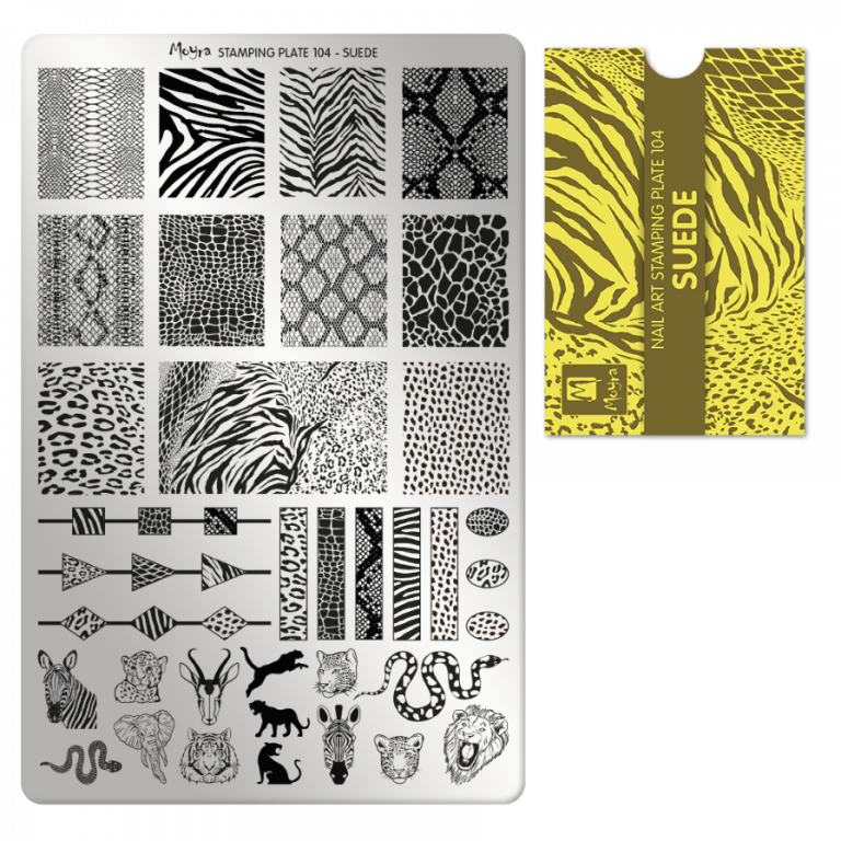 Moyra Stamping Schablone - Stempeln statt Malen - die schnelle und kreative Nailart für Anfänger und Profis zugleich - Suede Nr.104 Moyra Stamping Schablone - Stempeln statt Malen - die schnelle und kreative Nailart für Anfänger und Profis zugleich - Suede Nr.104