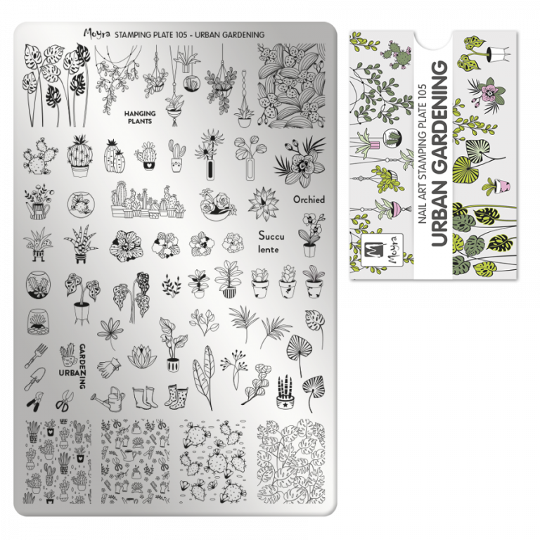 Moyra Stamping Schablone - Stempeln statt Malen - die schnelle und kreative Nailart für Anfänger und Profis zugleich - Urban Gardener Nr.105 Moyra Stamping Schablone - Stempeln statt Malen - die schnelle und kreative Nailart für Anfänger und Profis zugleich - Urban Gardener Nr.105