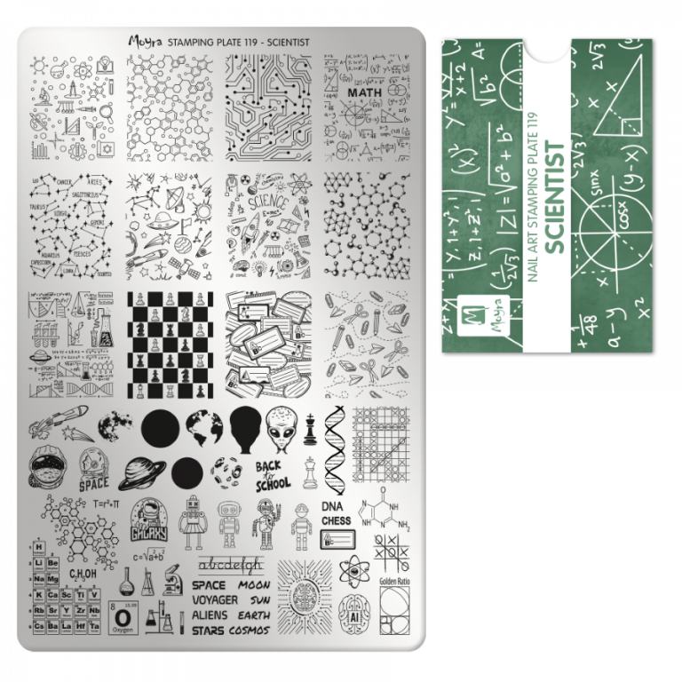 Moyra Stamping Schablone - Stempeln statt Malen - die schnelle und kreative Nailart für Anfänger und Profis zugleich - Scientist Nr.119 Moyra Stamping Schablone - Stempeln statt Malen - die schnelle und kreative Nailart für Anfänger und Profis zugleich - Scientist Nr.119