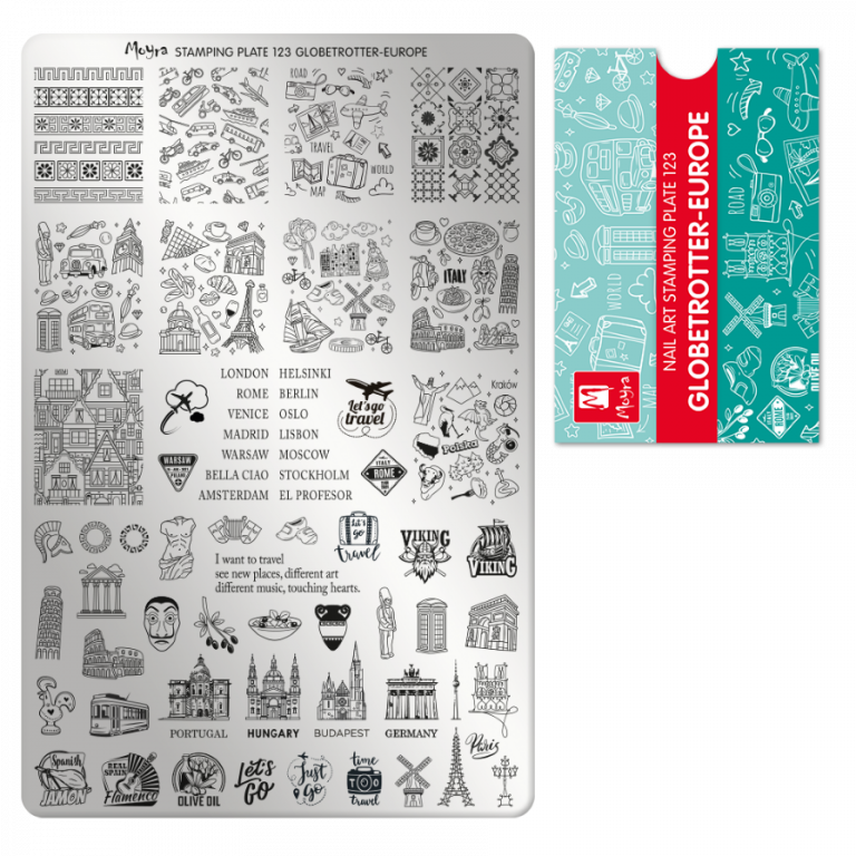 Moyra Stamping Schablone - Stempeln statt Malen - die schnelle und kreative Nailart für Anfänger und Profis zugleich - Globetrotter-Europe Nr.123 Moyra Stamping Schablone - Stempeln statt Malen - die schnelle und kreative Nailart für Anfänger und Profis zugleich - Globetrotter-Europe Nr.123