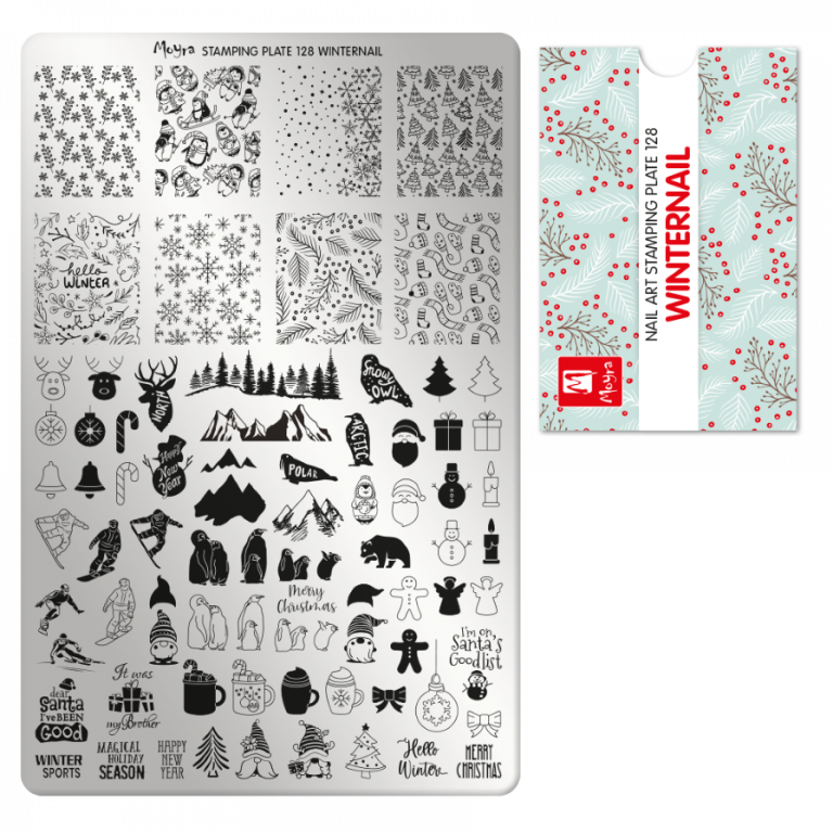 Moyra Stamping Schablone - Stempeln statt Malen - die schnelle und kreative Nailart für Anfänger und Profis zugleich - Winternail Nr.128 Moyra Stamping Schablone - Stempeln statt Malen - die schnelle und kreative Nailart für Anfänger und Profis zugleich - Winternail Nr.128