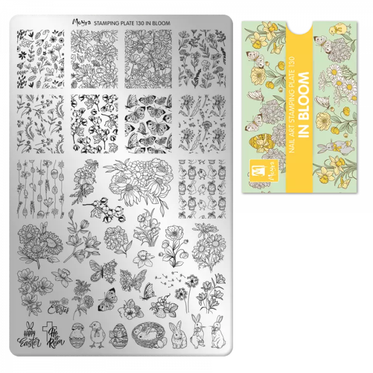 Moyra Stamping Schablone - Stempeln statt Malen - die schnelle und kreative Nailart für Anfänger und Profis zugleich – In Bloom Nr.130 Moyra Stamping Schablone - Stempeln statt Malen - die schnelle und kreative Nailart für Anfänger und Profis zugleich – In Bloom Nr.130