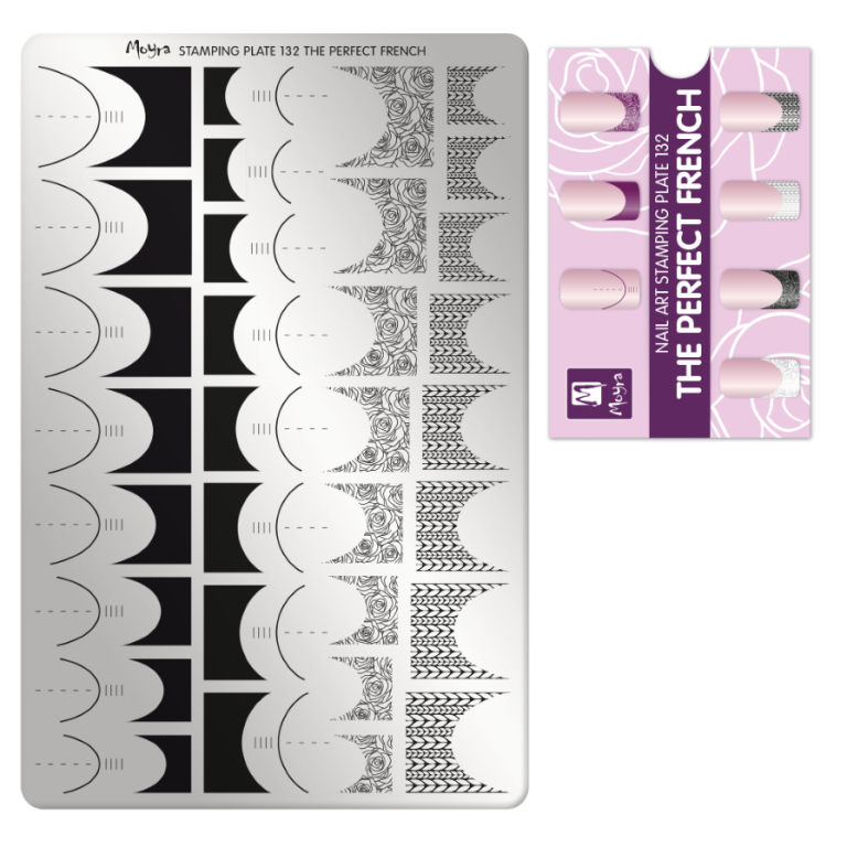 Moyra Stamping Schablone - Stempeln statt Malen - die schnelle und kreative Nailart für Anfänger und Profis zugleich - The Perfect French Nr.132
