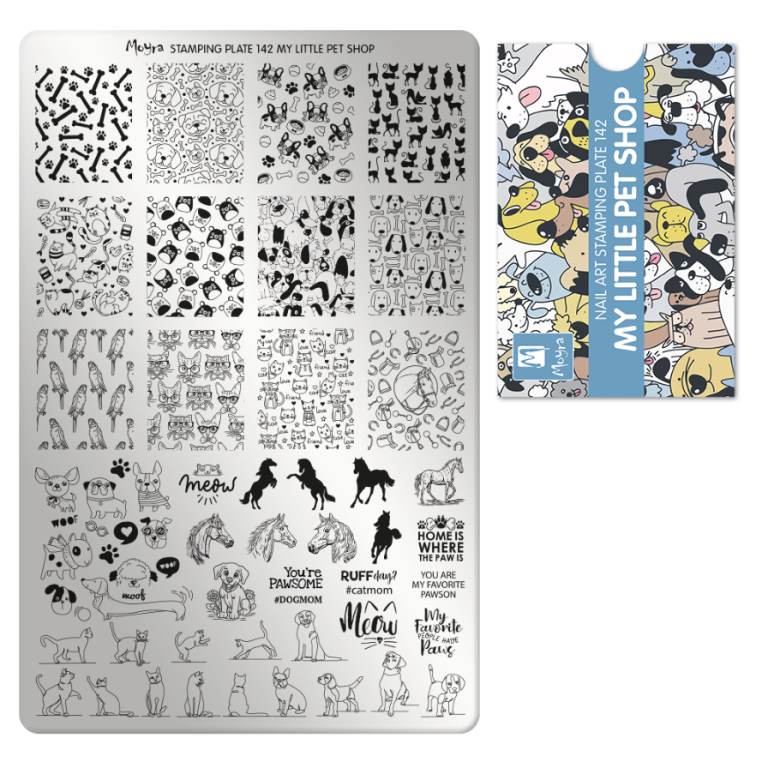 Moyra Stamping Schablone - Stempeln statt Malen - die schnelle und kreative Nailart für Anfänger und Profis zugleich - My Little Pet Shop Nr.142