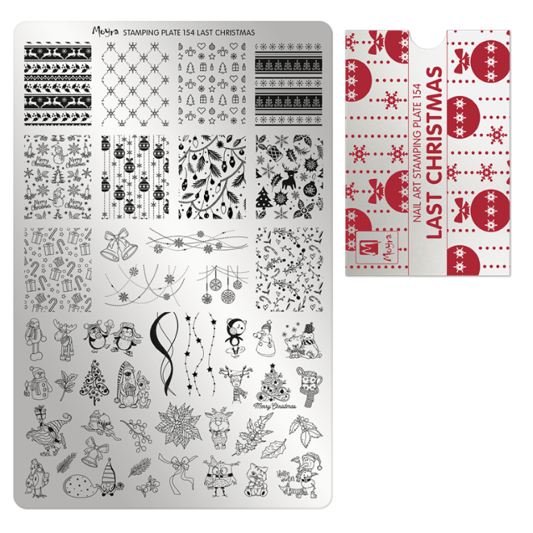 Moyra Stamping Schablone - Stempeln statt Malen - die schnelle und kreative Nailart für Anfänger und Profis zugleich - Last-Christmas Nr.154