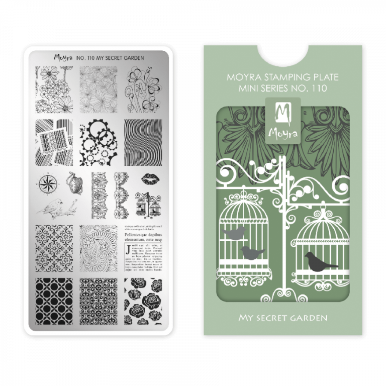 Moyra NailArt Stempelplatte MINI - My Secret Garden Nr. 110 - Die kompakte Stempelplatte mit hervorragenden Eigenschaften speziell für die zierliche Hand und für smarte Nägel. Moyra NailArt Stempelplatte MINI - My Secret Garden Nr. 110 - Die kompakte Stempelplatte mit hervorragenden Eigenschaften speziell für die zierliche Hand und für smarte Nägel.