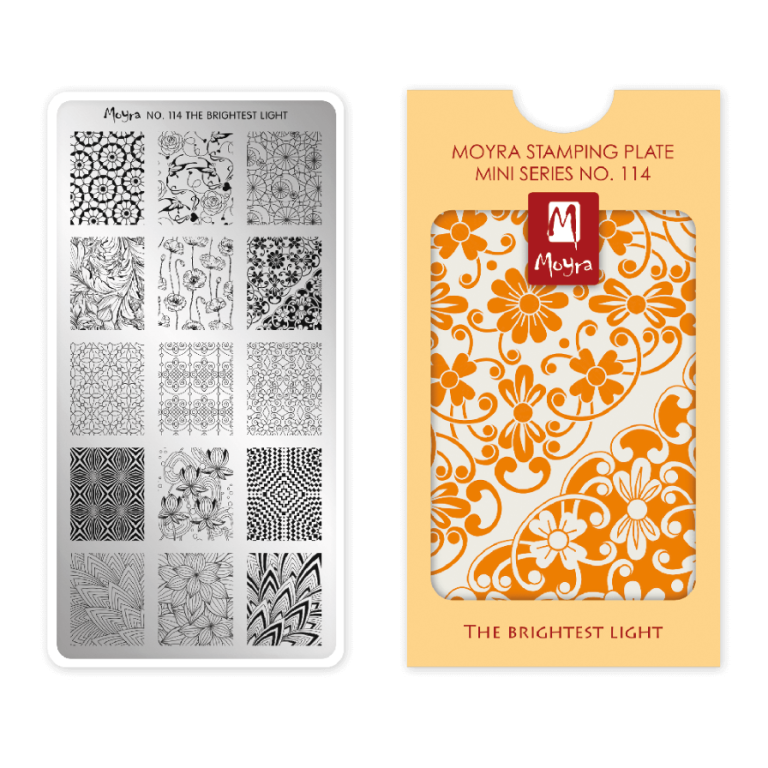 Moyra NailArt Stempelplatte MINI - The Brightest Light Nr. 114 - Die kompakte Stempelplatte mit hervorragenden Eigenschaften speziell für die zierliche Hand und für smarte Nägel.