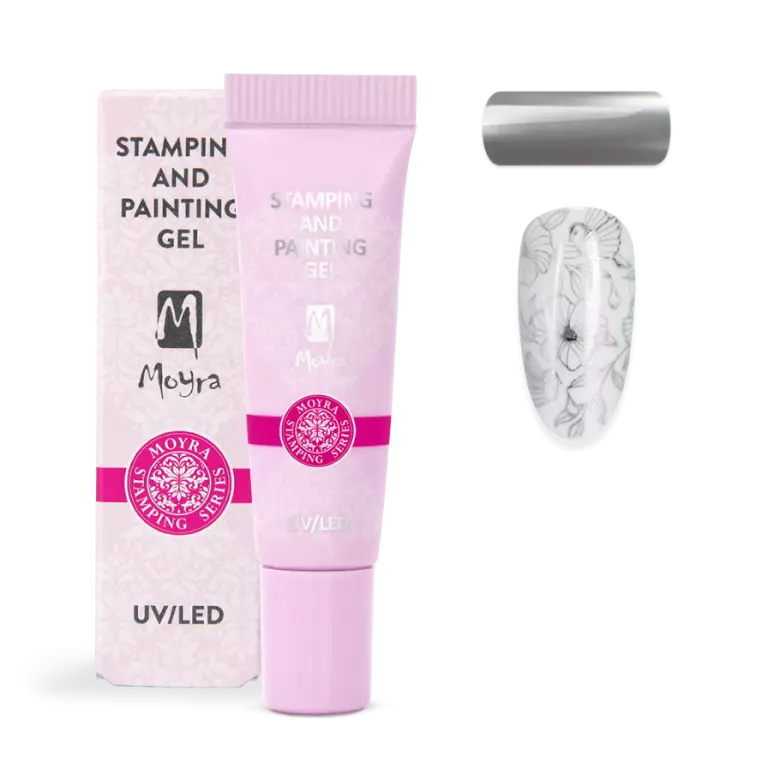 2 in 1 Stamping- & Painting Gel - Nr.08 - chrom silver - hochpigmentiert, ohne Schwitzschicht 2 in 1 Stamping- & Painting Gel - Nr.08 - chrom silver - hochpigmentiert, ohne Schwitzschicht