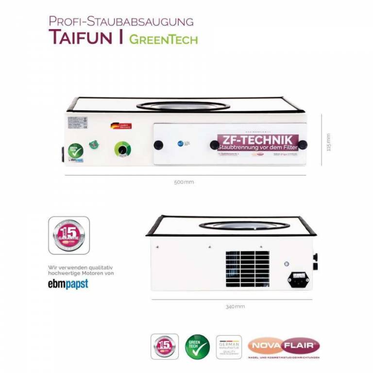 Staubabsaugung NovaFlair - TAIFUN 1 GreenTech - Profi Absaugung für Nagelstudios Staubabsaugung NovaFlair - TAIFUN 1 GreenTech - Profi Absaugung für Nagelstudios
