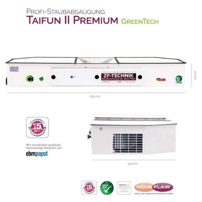 Staubabsaugung NovaFlair - TAIFUN 2 Premium GreenTech - Profi Absaugung für Nagelstudios Staubabsaugung NovaFlair - TAIFUN 2 Premium GreenTech - Profi Absaugung für Nagelstudios