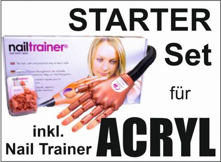 Professionelles Starter Set für Acryl inkl. Nailtrainer Übungshand Professionelles Starter Set für Acryl inkl. Nailtrainer Übungshand
