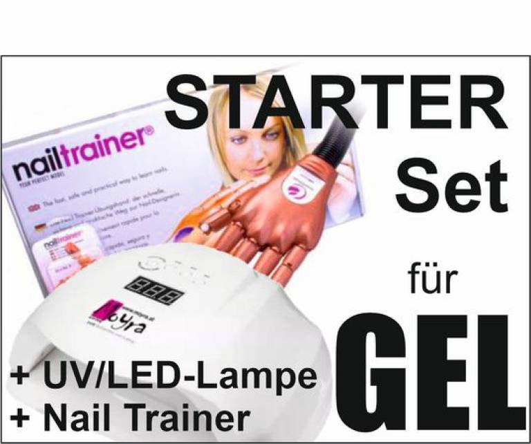 Professionelles Starter Set für Gel inkl. UV/LED Lampe und Nail Trainer Professionelles Starter Set für Gel inkl. UV/LED Lampe und Nail Trainer